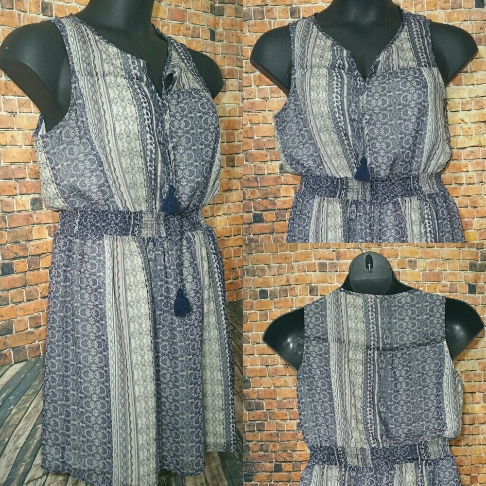 BCNU Blue Pink Sun Dress Sleeveless size Large